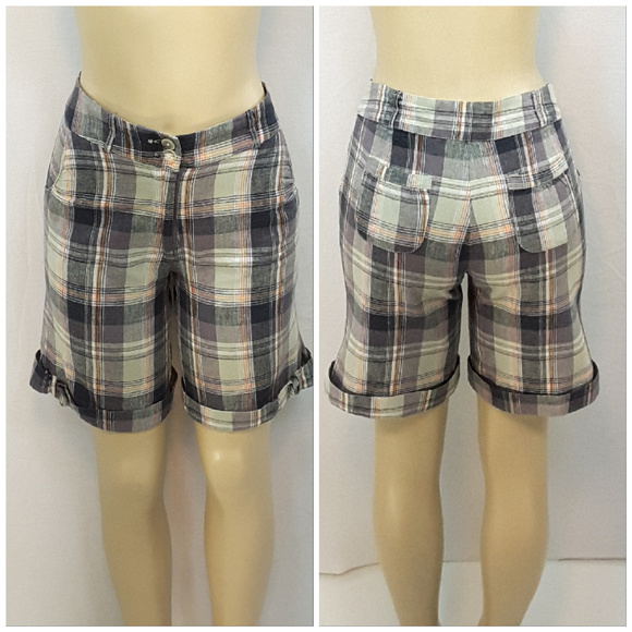 Sherry Taylor Sportswear Pants - SHERRY TAYLOR Plaid Cuffed Shorts, size Small